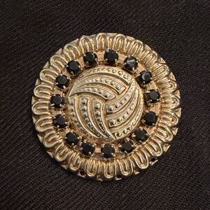 Vintage Elegant Gold and Black Brooch